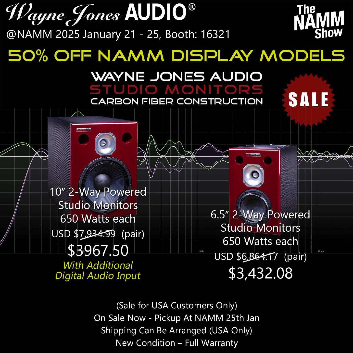 50% Off NAMM 2025 Display Models. Wayne Jones Audio Studio Monitors. 